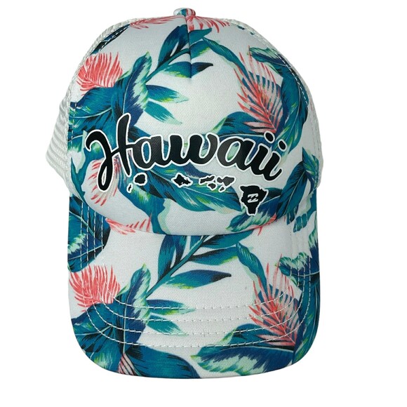 Billabong Adult Trucker Hat Cap Hawaii Island Blue Floral Designs Mesh Snap Back - Picture 1 of 8